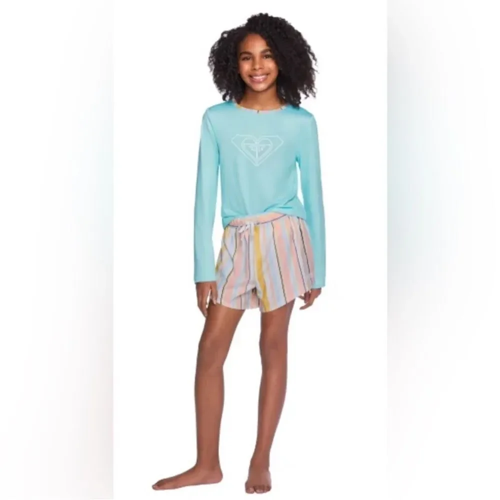 New! Roxy Youth 3-piece Swim Set Light Blue Girls XL